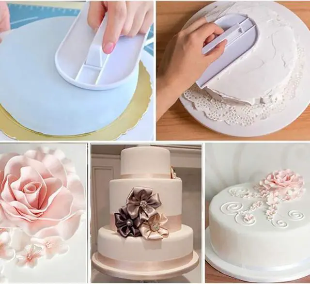 Alt view image 5 of 6 - GSHLLO 2 PCS Plastic Fondant Icing Smoother Polisher Icing Scraper Paddle Tool for Cake Decoration