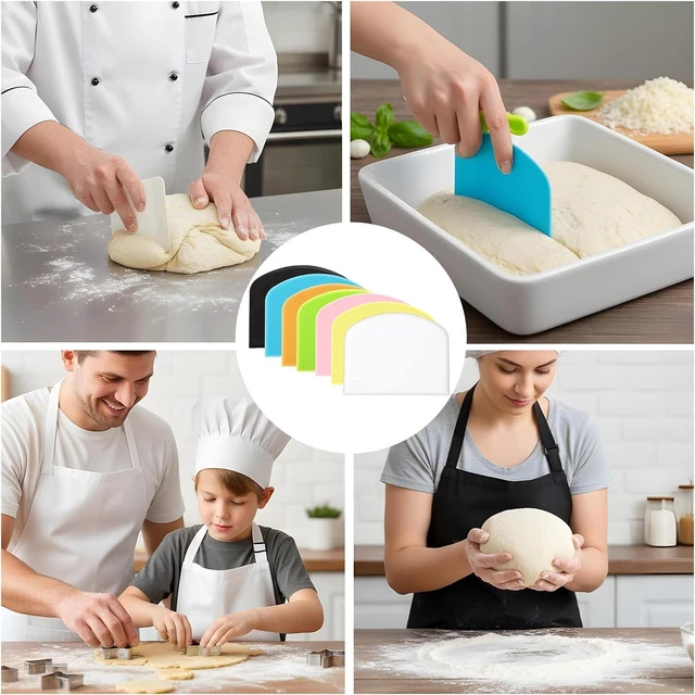 Alt view image 7 of 7 - 7 Pcs Dough Scraper Set, Bench Scraper Dough Bowl Food Scrapers Tool Cake and Pastry Scrapers Baking Supplies Kitchen Gadgets for Bread Cake Fondant Icing Pastry Kitchen Gadgets