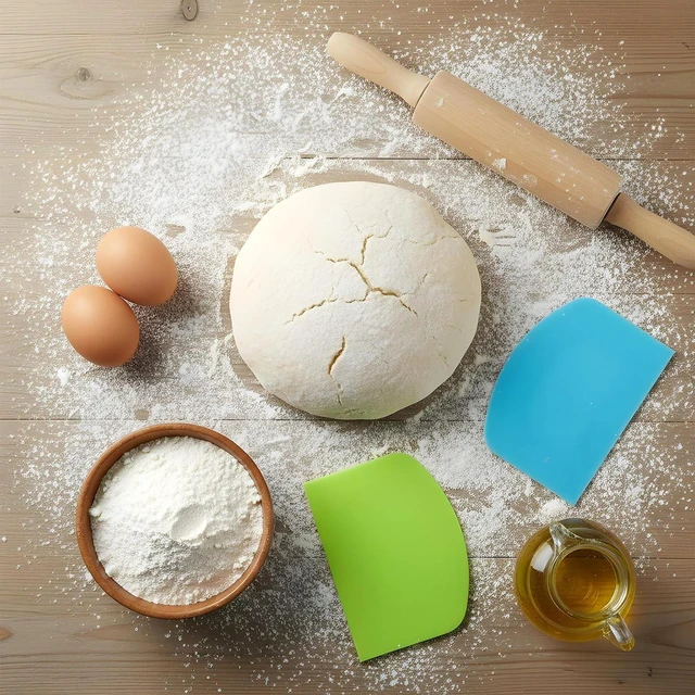 Alt view image 5 of 7 - 7 Pcs Dough Scraper Set, Bench Scraper Dough Bowl Food Scrapers Tool Cake and Pastry Scrapers Baking Supplies Kitchen Gadgets for Bread Cake Fondant Icing Pastry Kitchen Gadgets