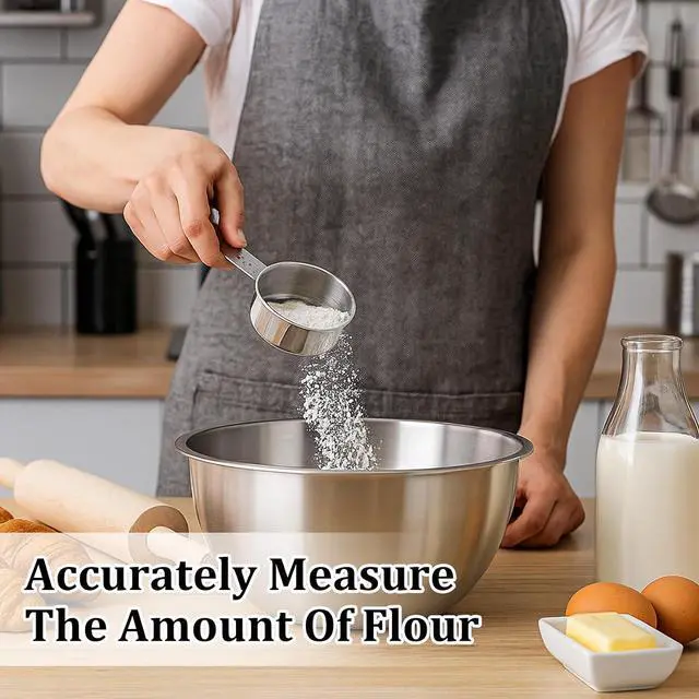 Alt view image 4 of 7 - 4 Pcs 1/4 Cup Measuring Cup, 60 ml Stainless Steel Measuring Cup, Single Inner Scale Metal 1/4 Cups for Coffee Cooking Baking