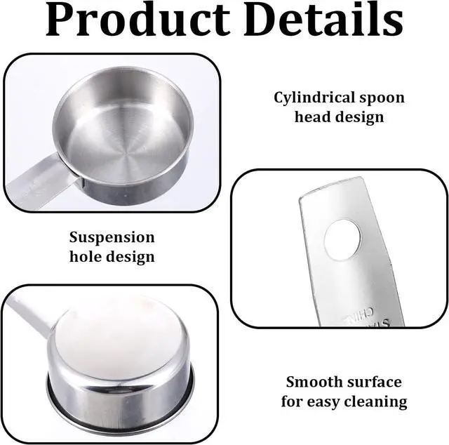 Alt view image 5 of 7 - 4 Pcs 1/4 Cup Measuring Cup, 60 ml Stainless Steel Measuring Cup, Single Inner Scale Metal 1/4 Cups for Coffee Cooking Baking