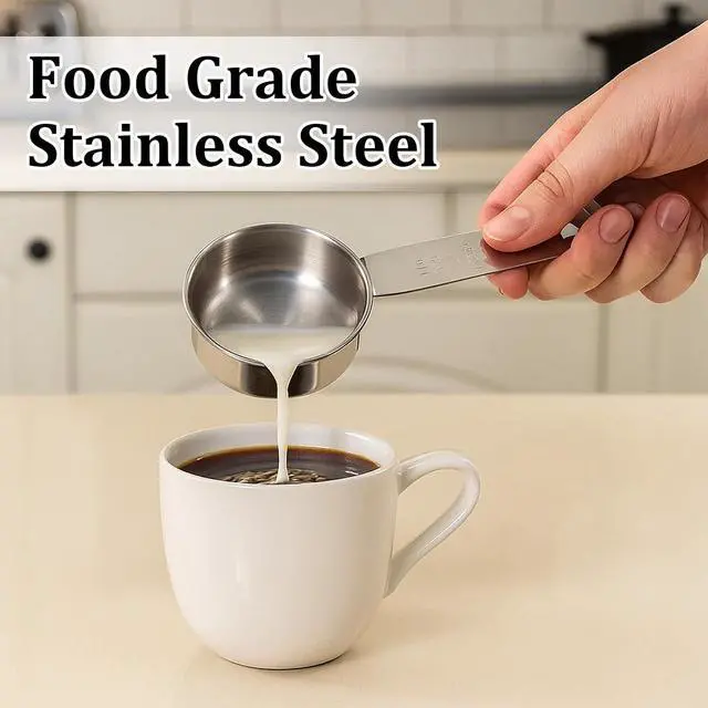 Alt view image 7 of 7 - 4 Pcs 1/4 Cup Measuring Cup, 60 ml Stainless Steel Measuring Cup, Single Inner Scale Metal 1/4 Cups for Coffee Cooking Baking