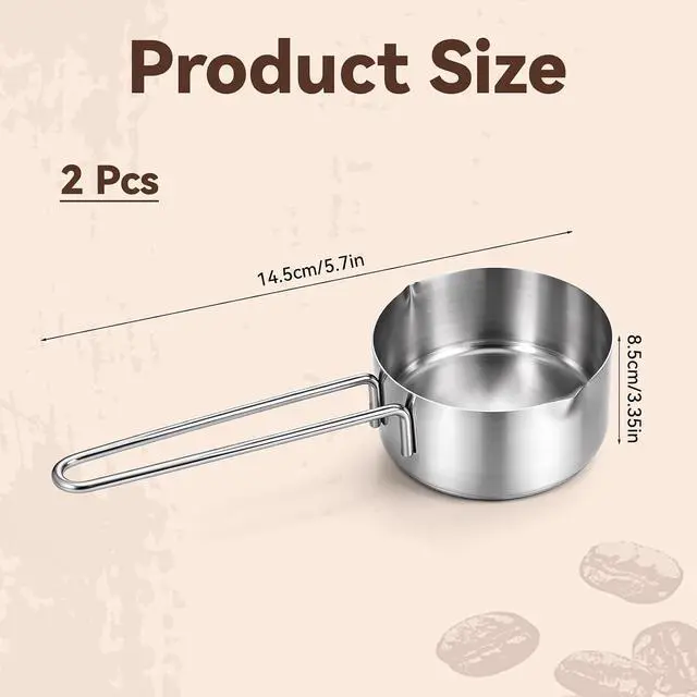 Alt view image 2 of 7 - 2 Pcs 1/4 Cup Measuring Cup, 60 ml Stainless Steel Measuring Cups Metal Measure Spoon 2 Oz Coffee Kitchen Measure Cups for Baking and Cooking, Dishwasher Safe