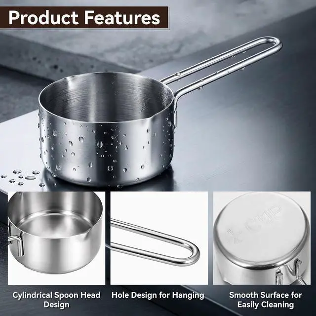 Alt view image 3 of 7 - 2 Pcs 1/4 Cup Measuring Cup, 60 ml Stainless Steel Measuring Cups Metal Measure Spoon 2 Oz Coffee Kitchen Measure Cups for Baking and Cooking, Dishwasher Safe