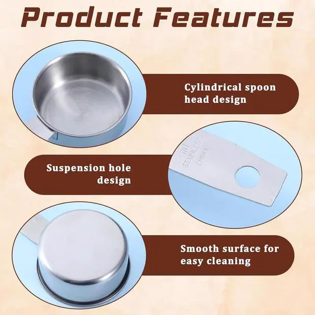 Alt view image 3 of 7 - 2 Pcs 1/4 Cup Stainless Steel Measuring Cup, 60 ml 2 oz Stainless Steel Measuring Cups Metal Coffee Scoop Cat Food Scoops for Wet and Dry Ingredients Cooking Baking Kitchen, Dishwasher Safe