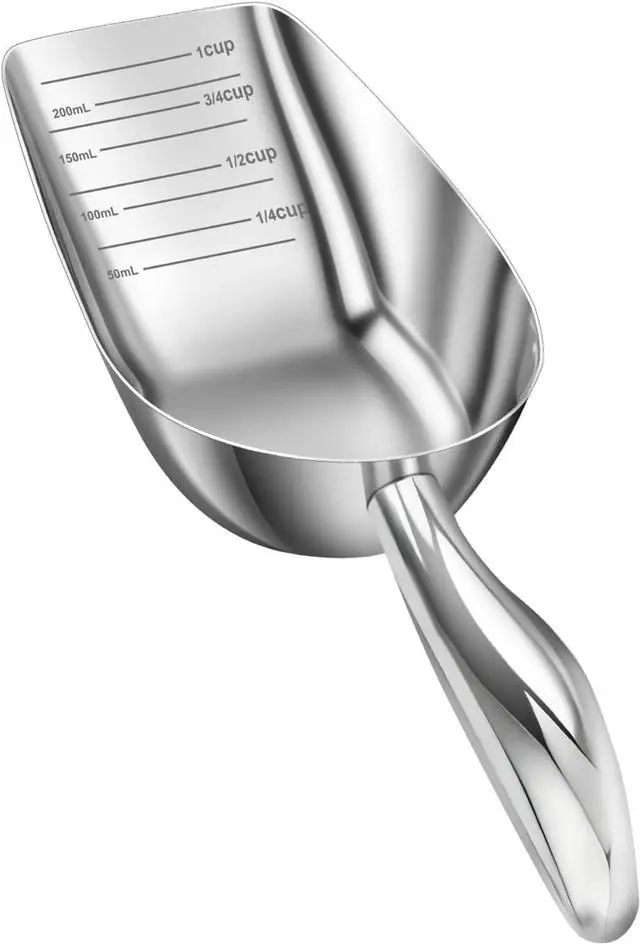 Main image of Stainless Steel Cat-Dog Food-Scoop Measuring 1-Cup, Pet Food Scoop with Measuring Lines For Dogs, Cats, And Kitchen Use, Dishwasher Safe