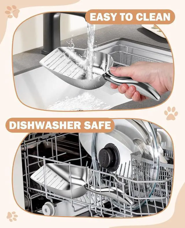 Alt view image 7 of 7 - Stainless Steel Cat-Dog Food-Scoop Measuring 1-Cup, Pet Food Scoop with Measuring Lines For Dogs, Cats, And Kitchen Use, Dishwasher Safe
