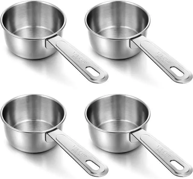 Main image of 4 Pcs 1/3 Cup Measuring Cup, 1/3Cup Scoop Stainless Steel Coffee Food Scoop for Liquid, Kitchen Wet and Dry Ingredients, Baking