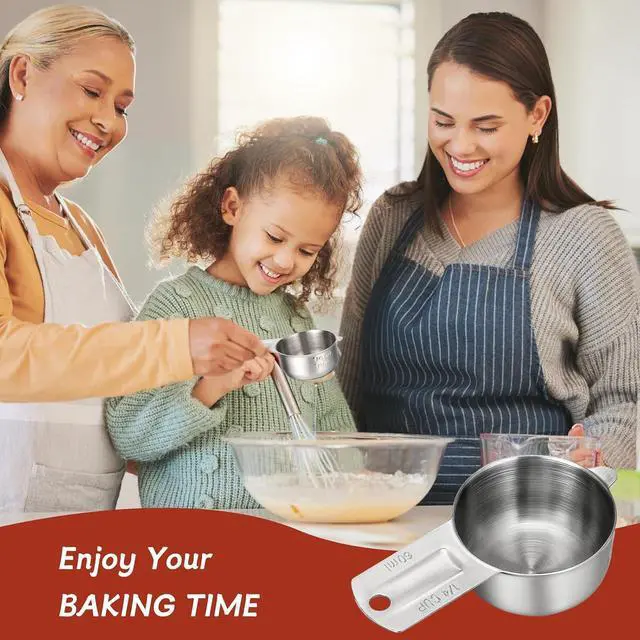 Alt view image 6 of 7 - 2PCS 1/4 Cup Scoop Measuring Cup (60ml, 2oz) Stainless Steel Coffee Measuring Scoops for Flour Rice Dog Food Wet and Dry Ingredients, Dishwasher Safe