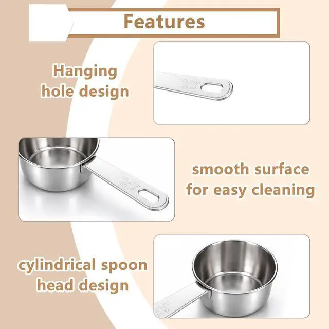 Alt view image 3 of 7 - 4 Pcs 1/3 Cup Measuring Cup, 1/3Cup Scoop Stainless Steel Coffee Food Scoop for Liquid, Kitchen Wet and Dry Ingredients, Baking