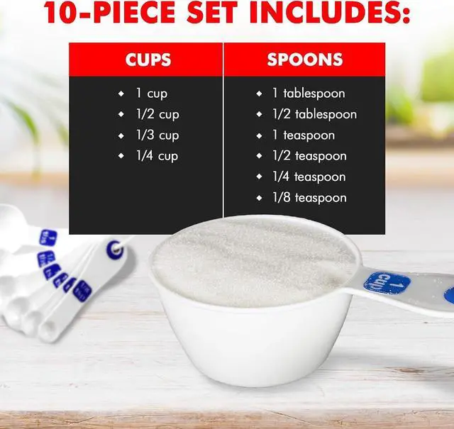 Alt view image 4 of 7 - Chef Craft Easy to Read Plastic Measuring Cup Set, 10 Piece, white