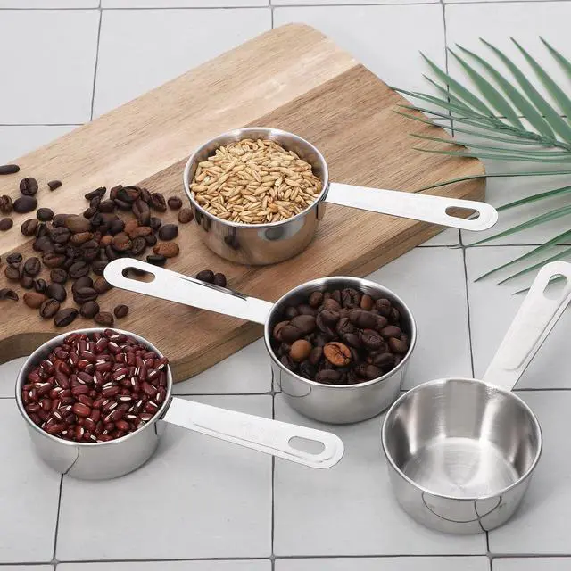 Alt view image 5 of 7 - 4 Pcs 1/3 Cup Measuring Cup, 1/3Cup Scoop Stainless Steel Coffee Food Scoop for Liquid, Kitchen Wet and Dry Ingredients, Baking