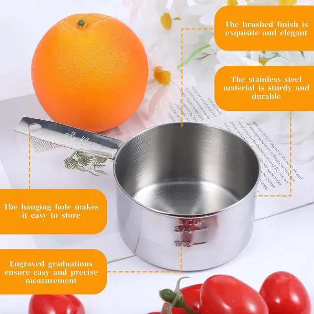 Alt view image 4 of 7 - 1 Cup Scoop Measuring Cup (237ml) OneCup Metal Measure Scoop Stainless Steel Heavy Duty Cooking BakingCup for Rice Wet and Dry Ingredients Liquid Coffee, Dishwasher Safe