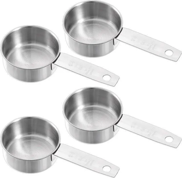 Main image of 4 Pcs 1/4 Cup Measuring Cup, 60 ml Stainless Steel Measuring Cups Inner Scale Metal Liquid Measure Scoop 2 oz Cups for Coffee, Cooking, Baking, Kitchen Wet and Dry Ingredients, Dishwasher Safe