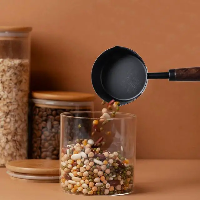 Alt view image 6 of 6 - 1/3 Cup Stainless Steel Measuring Cup with Wood Handle, 80ml, Black