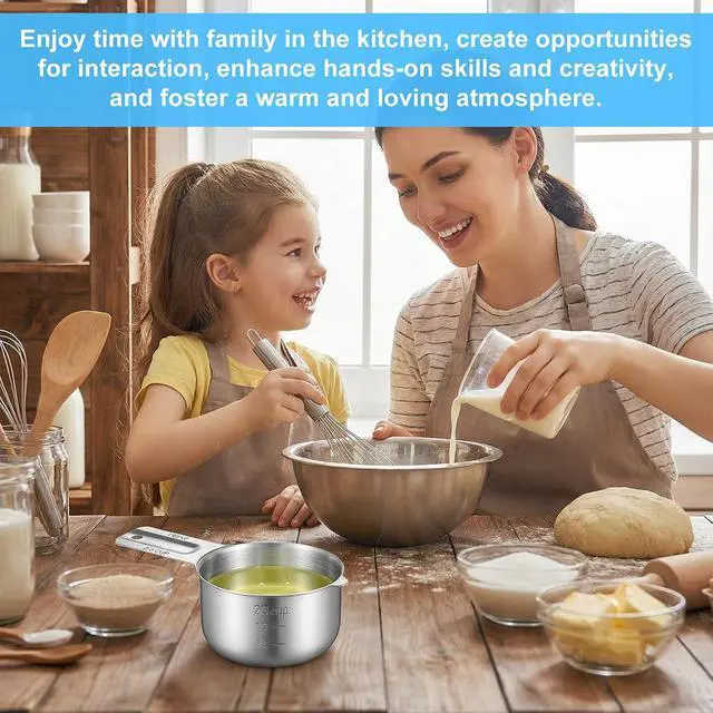 Alt view image 4 of 7 - Single Measuring Cup 2/3Cup, (160ml, 5.3oz) Stainless Steel Measuring Cup Etched Inner Scale Metal Measure Scoop Dishwasher Safe Metric and US Measurement 1PCS