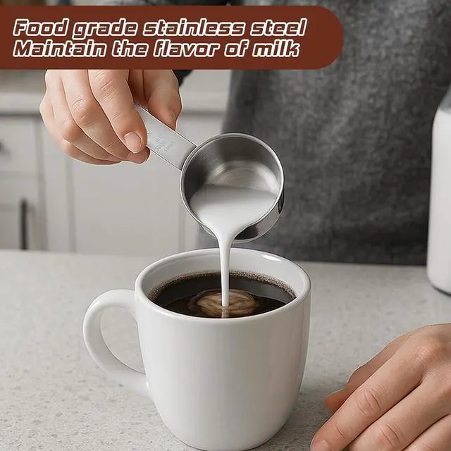 Alt view image 5 of 7 - 2 Pcs 1/4 Cup Stainless Steel Measuring Cup, 60 ml 2 oz Stainless Steel Measuring Cups Metal Coffee Scoop Cat Food Scoops for Wet and Dry Ingredients Cooking Baking Kitchen, Dishwasher Safe
