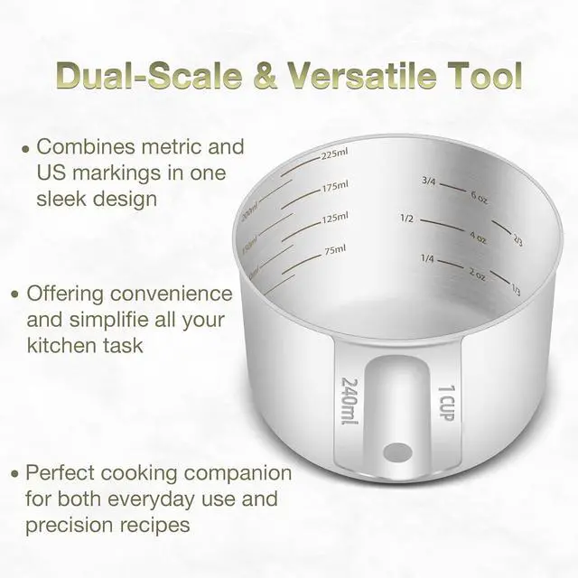 Alt view image 4 of 7 - 1PCS 1Cup (240ml, 8oz) Measuring Cup, Etched Inner Scale Measure Scoop