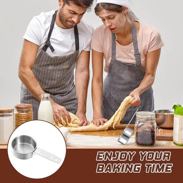 Alt view image 7 of 7 - 4 Pcs 1/4 Cup Measuring Cup, 60 ml Stainless Steel Measuring Cups Inner Scale Metal Liquid Measure Scoop 2 oz Cups for Coffee, Cooking, Baking, Kitchen Wet and Dry Ingredients, Dishwasher Safe