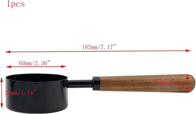 Alt view image 3 of 6 - 1/3 Cup Stainless Steel Measuring Cup with Wood Handle, 80ml, Black