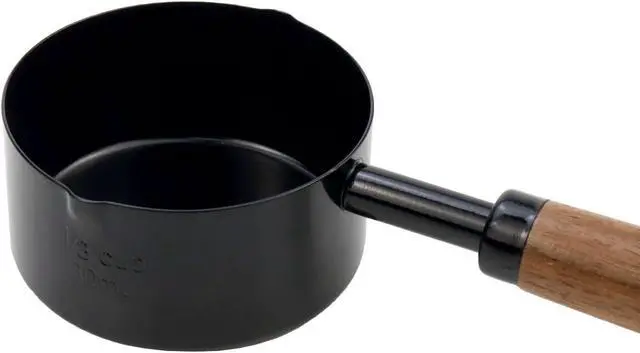 Alt view image 4 of 6 - 1/3 Cup Stainless Steel Measuring Cup with Wood Handle, 80ml, Black