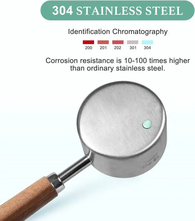Alt view image 3 of 6 - Food Scoop Measuring Cup - 1/4 Cup (4 Tablespoon | 2 Oz. | 60 mL),304 stainless steels,Black walnut long handle