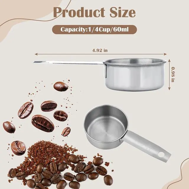 Alt view image 2 of 7 - 4 Pcs 1/4 Cup Scoop, Stainless Steel 2 oz Measuring Cup