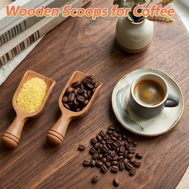 Alt view image 3 of 7 - 2 Pcs Wood Scoops for Canisters, Acacia Wood Scoops for Jars(4.6 Inch)