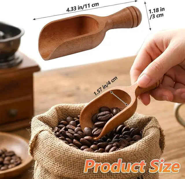 Alt view image 2 of 7 - 2 Pcs Wood Scoops for Canisters, Acacia Wood Scoops for Jars(4.6 Inch)