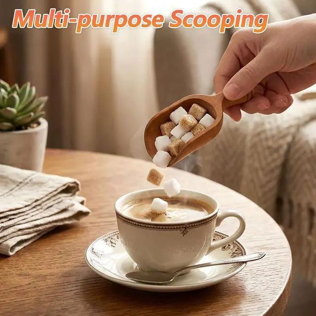 Alt view image 4 of 7 - 2 Pcs Wood Scoops for Canisters, Acacia Wood Scoops for Jars(4.6 Inch)