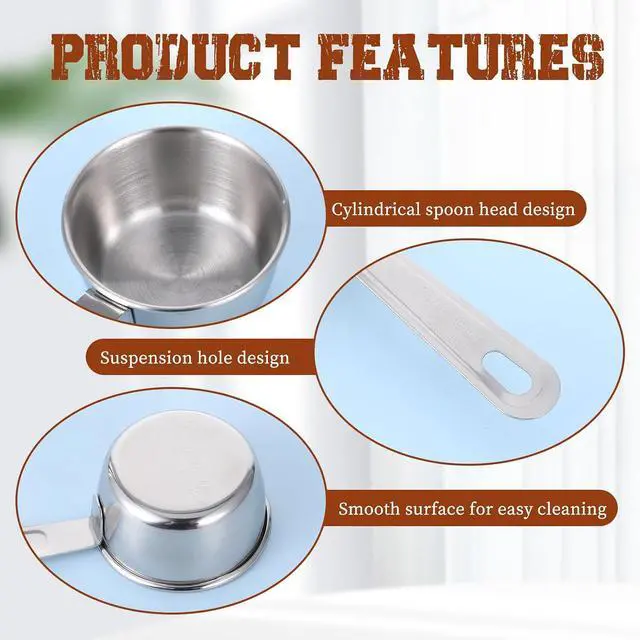 Alt view image 3 of 7 - 2 Pcs 1/4 Cup Stainless Steel Measuring Cup, 60ml, 2oz Metal Measuring Cups Coffee Measuring Cups Measure Scoop or Cooking, Baking, Kitchen Wet and Dry Ingredients, Dishwasher Safe