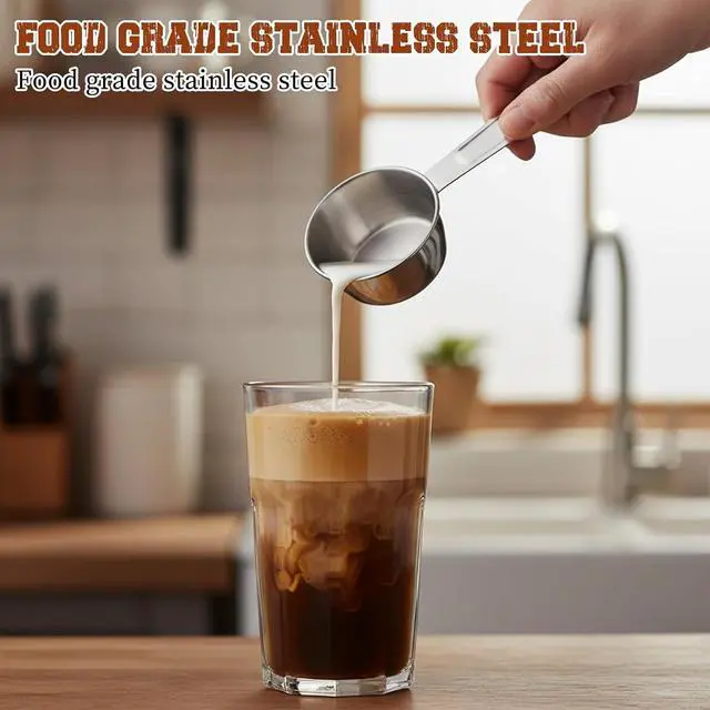 Alt view image 5 of 7 - 2 Pcs 1/4 Cup Stainless Steel Measuring Cup, 60ml, 2oz Metal Measuring Cups Coffee Measuring Cups Measure Scoop or Cooking, Baking, Kitchen Wet and Dry Ingredients, Dishwasher Safe