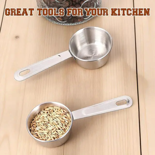 Alt view image 6 of 7 - 2 Pcs 1/4 Cup Stainless Steel Measuring Cup, 60ml, 2oz Metal Measuring Cups Coffee Measuring Cups Measure Scoop or Cooking, Baking, Kitchen Wet and Dry Ingredients, Dishwasher Safe