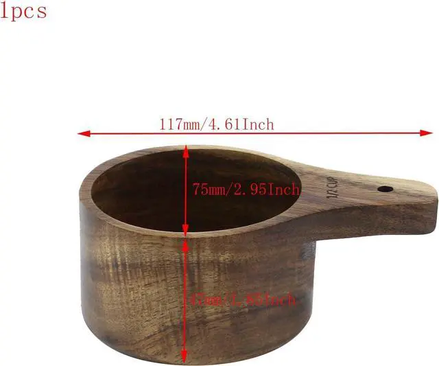 Alt view image 2 of 5 - 1PCS 1/2 Wooden Measuring Cup 1/2 Cup Wood Kitchen Measuring Spoon
