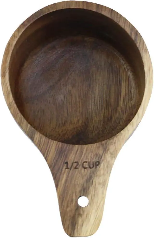 Alt view image 3 of 5 - 1PCS 1/2 Wooden Measuring Cup 1/2 Cup Wood Kitchen Measuring Spoon