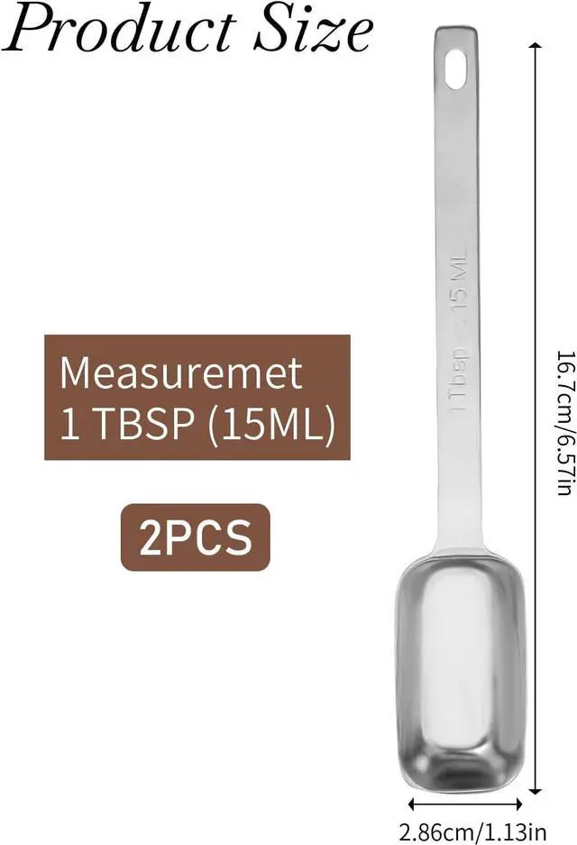 Alt view image 2 of 7 - 2PCS 1 Tablespoon Stainless Steel Single Measuring Spoon 15 ml Rectangular Individual Measuring Spoons (1 tbsp | 15 ML)