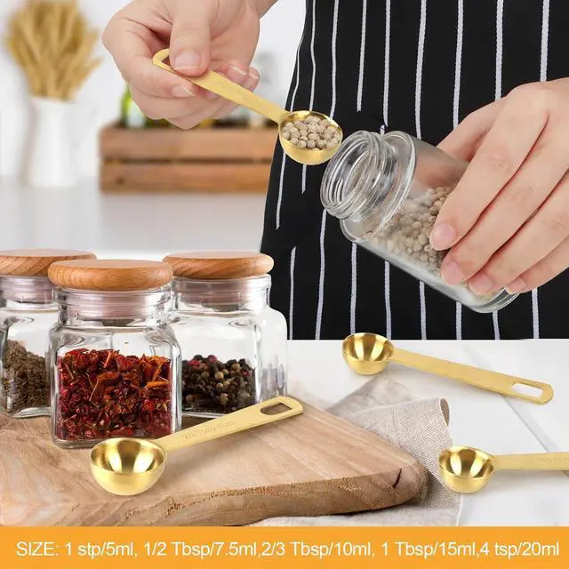 Alt view image 2 of 7 - 2 PCS 1 Teaspoon(5 mL, 1tsp, 1/3tbsp) Stainless Steel Single Measuring Spoon, Easy to Use and Easy to Wash Metal Measuring Scoop Kitchen Gadgets for Cooking & Baking(Gold)