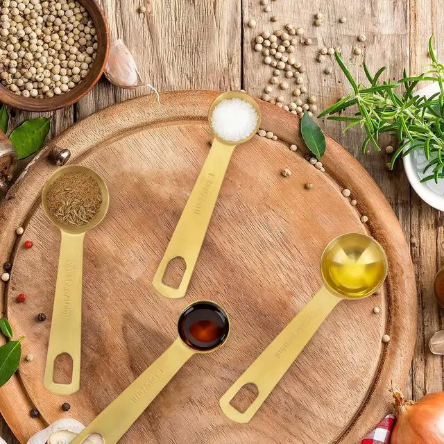 Alt view image 6 of 7 - 2 PCS 1 Teaspoon(5 mL, 1tsp, 1/3tbsp) Stainless Steel Single Measuring Spoon, Easy to Use and Easy to Wash Metal Measuring Scoop Kitchen Gadgets for Cooking & Baking(Gold)