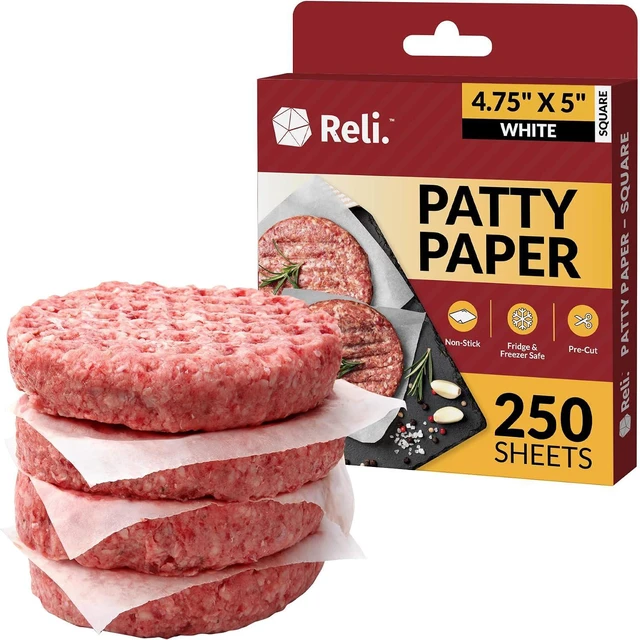 Main image of Reli. Food Grade Hamburger Patty Paper (250 Sheets) | Square Non-Stick