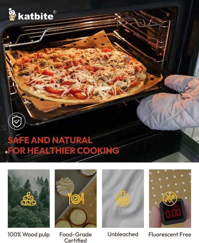 Alt view image 4 of 6 - Katbite 160pcs Air Fryer Parchment Paper Liners, Perforated 9x11 Inch