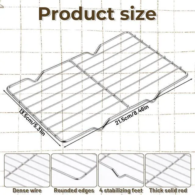 Alt view image 2 of 7 - Wire Rack for Baking Sheet, Stainless Steel Cooling Rack with Legs Grilling Cooking Racks Heavy Duty Wire Grate Oven Roasting Racks Rectangle Cooling Racker for Baking Roasting Grilling (8.5"X5.3")