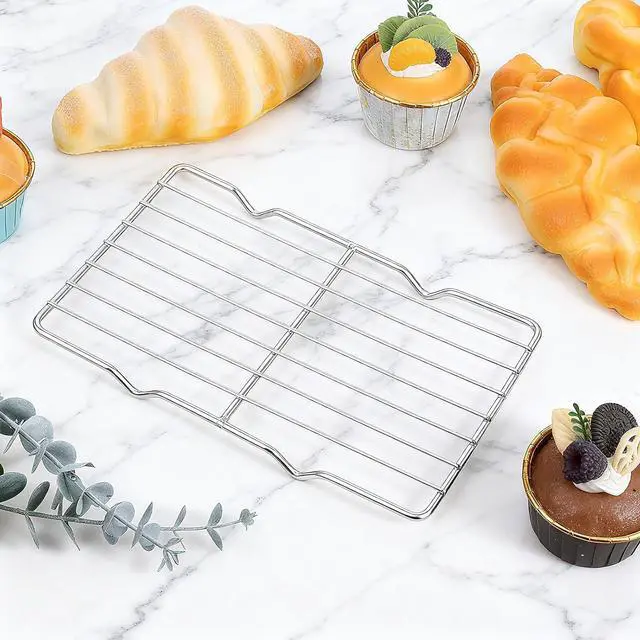 Alt view image 4 of 7 - Wire Rack for Baking Sheet, Stainless Steel Cooling Rack with Legs Grilling Cooking Racks Heavy Duty Wire Grate Oven Roasting Racks Rectangle Cooling Racker for Baking Roasting Grilling (8.5"X5.3")