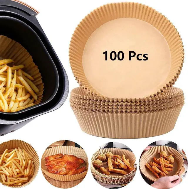 Main image of Air Fryer Paper Liners, 100PCS Non-stick Disposable Parchment Sheets for Baking, Food Grade Liner for Baking Roasting Microwave (7.9inch-Round)