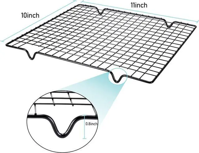 Alt view image 2 of 7 - Lamoutor 2Pcs Metal Kitchen Baking Cooling Rack Square Wire Cooling Rack for Cake and Meat 10 x 11 inches (Black)