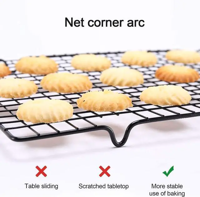 Alt view image 4 of 7 - Lamoutor 2Pcs Metal Kitchen Baking Cooling Rack Square Wire Cooling Rack for Cake and Meat 10 x 11 inches (Black)
