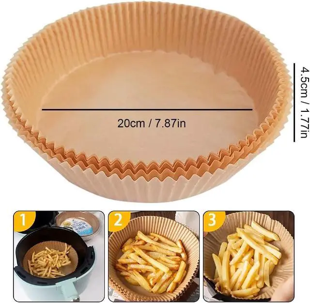 Alt view image 7 of 7 - Air Fryer Paper Liners, 100PCS Non-stick Disposable Parchment Sheets for Baking, Food Grade Liner for Baking Roasting Microwave (7.9inch-Round)