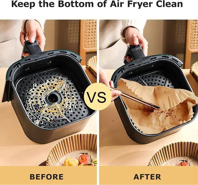 Alt view image 4 of 7 - Palksky Air Fryer Paper Liners Disposable - 100Pcs Parchment Paper Square, Water-proof, Oil-proof, Non-stick, Free of Bleach for Microwave, Airfryer Accessories (6.3 Inch)