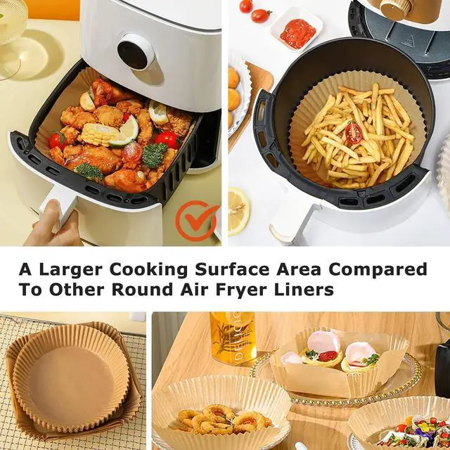 Alt view image 3 of 7 - Palksky Air Fryer Paper Liners Disposable - 100Pcs Parchment Paper Square, Water-proof, Oil-proof, Non-stick, Free of Bleach for Microwave, Airfryer Accessories (6.3 Inch)