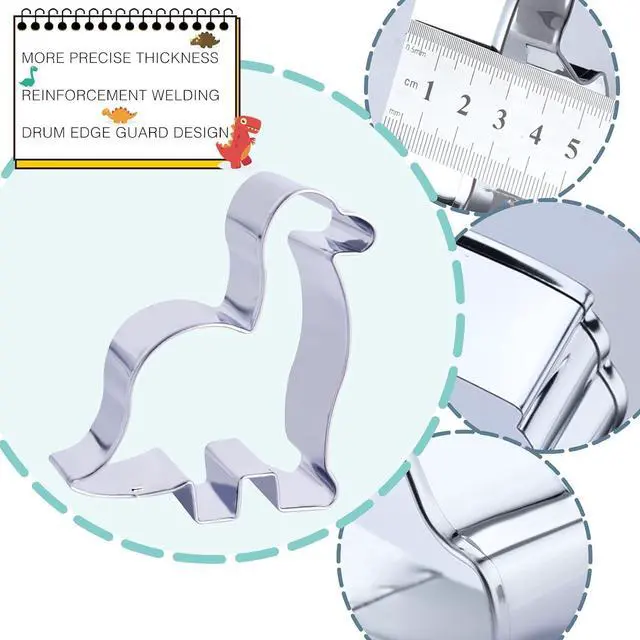 Alt view image 4 of 6 - hitsuki Dinosaur Cookie Cutters,Stainless Steel Metal Fun Dino Cookie Cutter for Kids Dinosaur Pancake Molds,6 Pcs