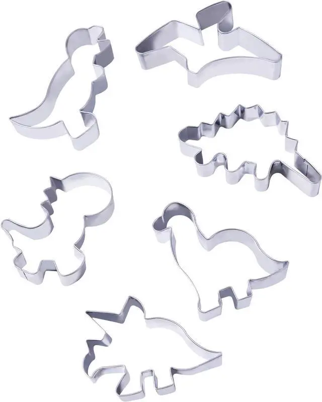 Alt view image 6 of 6 - hitsuki Dinosaur Cookie Cutters,Stainless Steel Metal Fun Dino Cookie Cutter for Kids Dinosaur Pancake Molds,6 Pcs